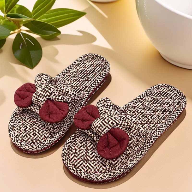 2024爆款千鸟格布拖鞋家居防滑软底静音四季拖鞋情侣款拖鞋女冬季