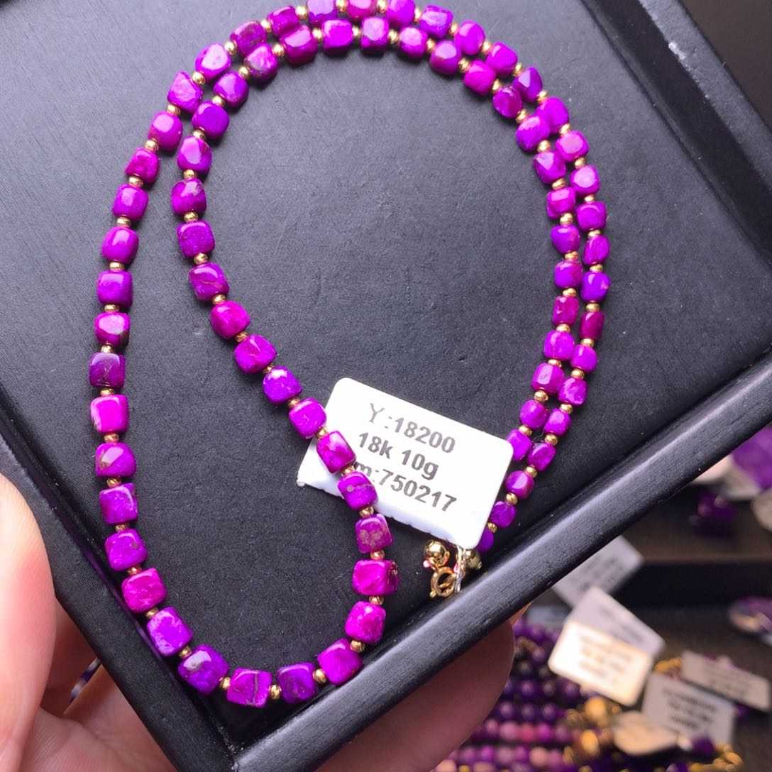 苏纪石（舒俱来）丝绒项链18K金镶嵌