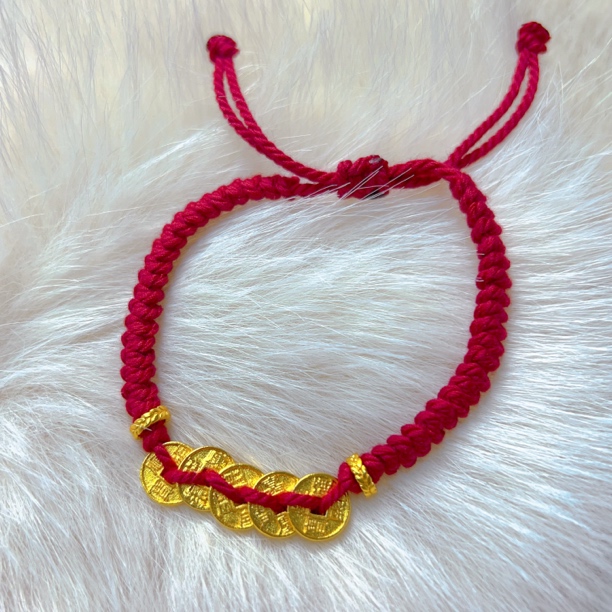 铜合金手链 新国风五帝钱红绳手链258018