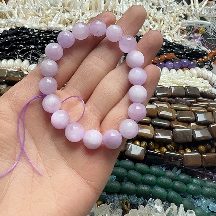 玛瑙/玉髓未镶嵌珠宝半成品一条11mm加紫锂辉手串