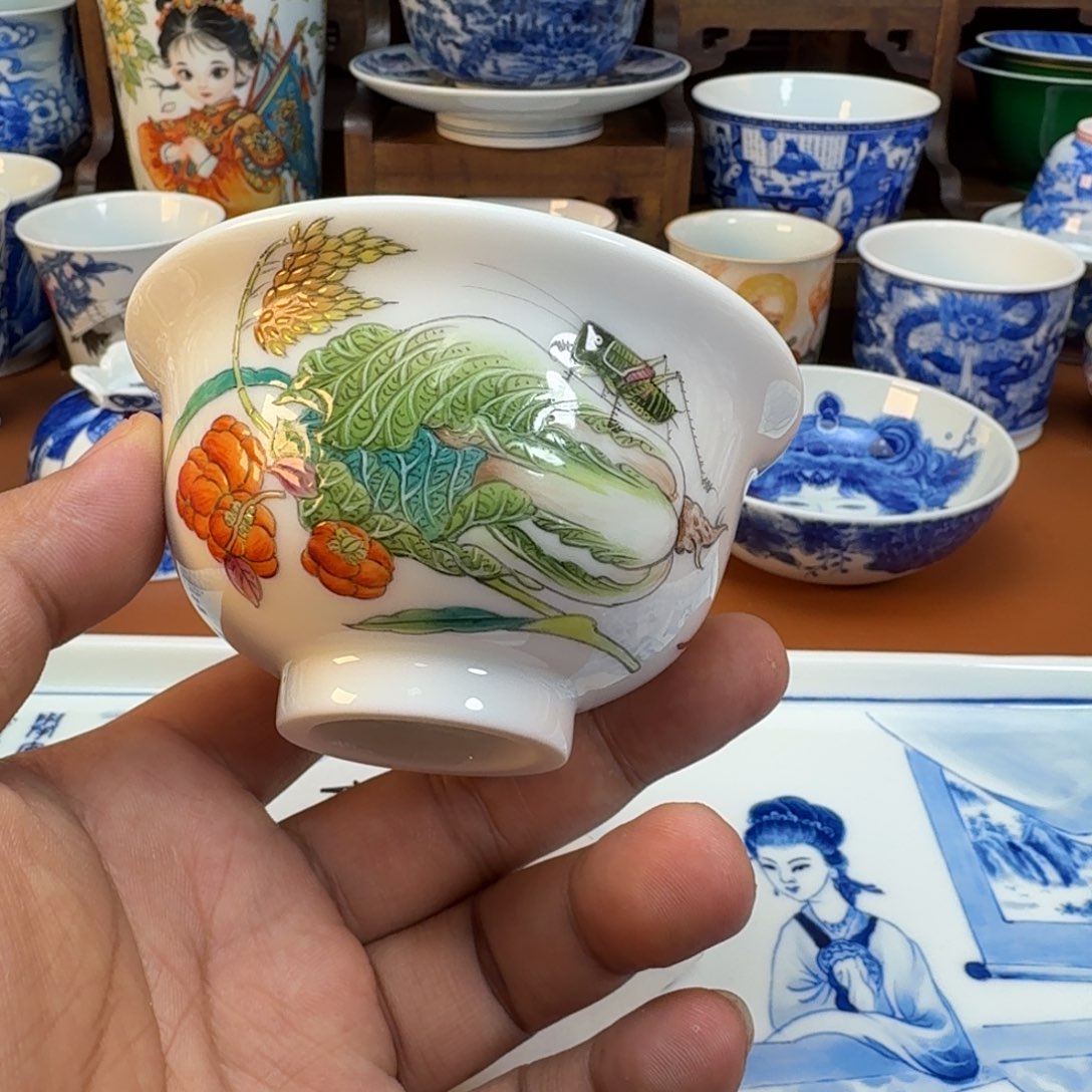 陶杯子景德镇全手工手绘陶瓷