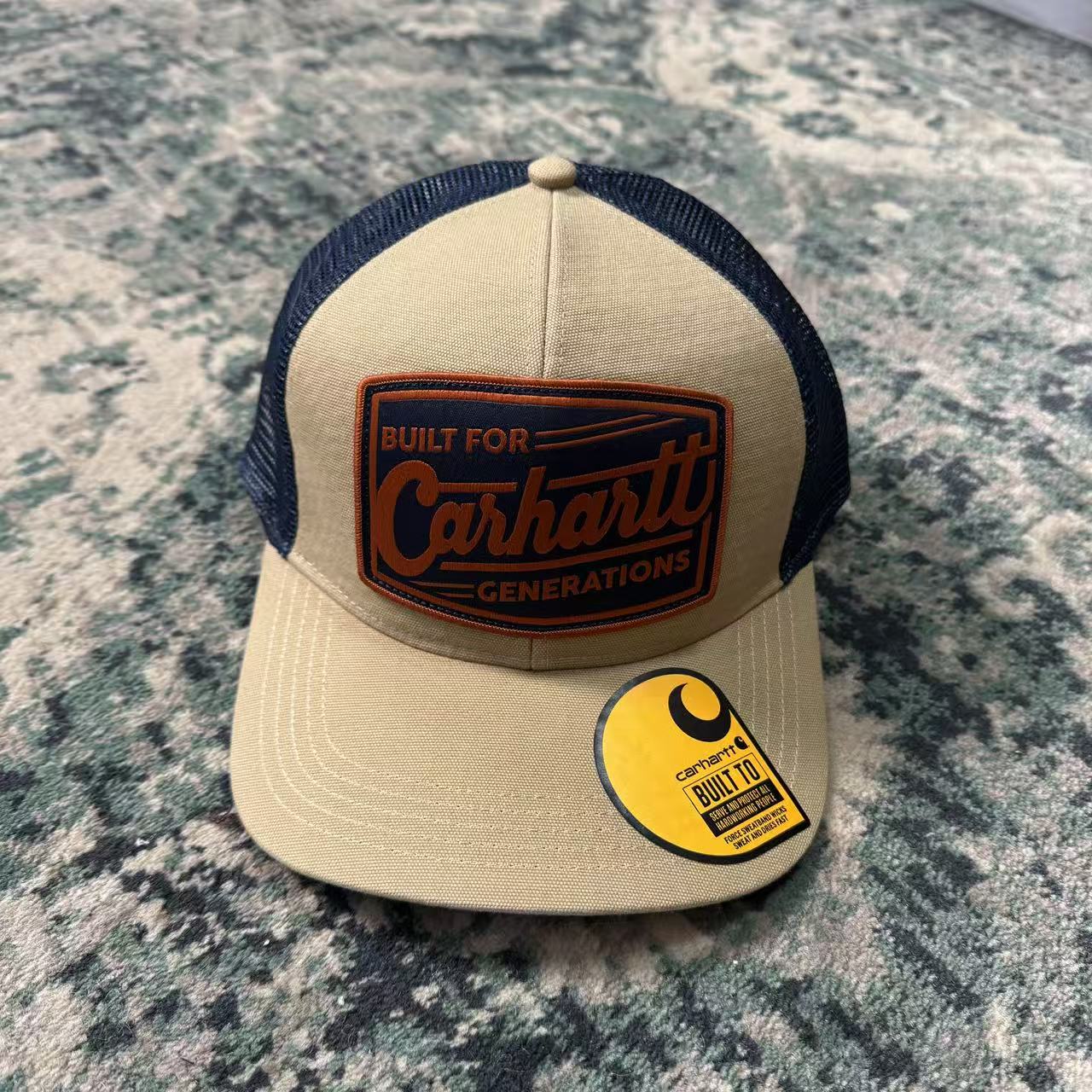 Carhartt 卡哈特 米灰色卡车帽 logo 网眼帽 可调节
