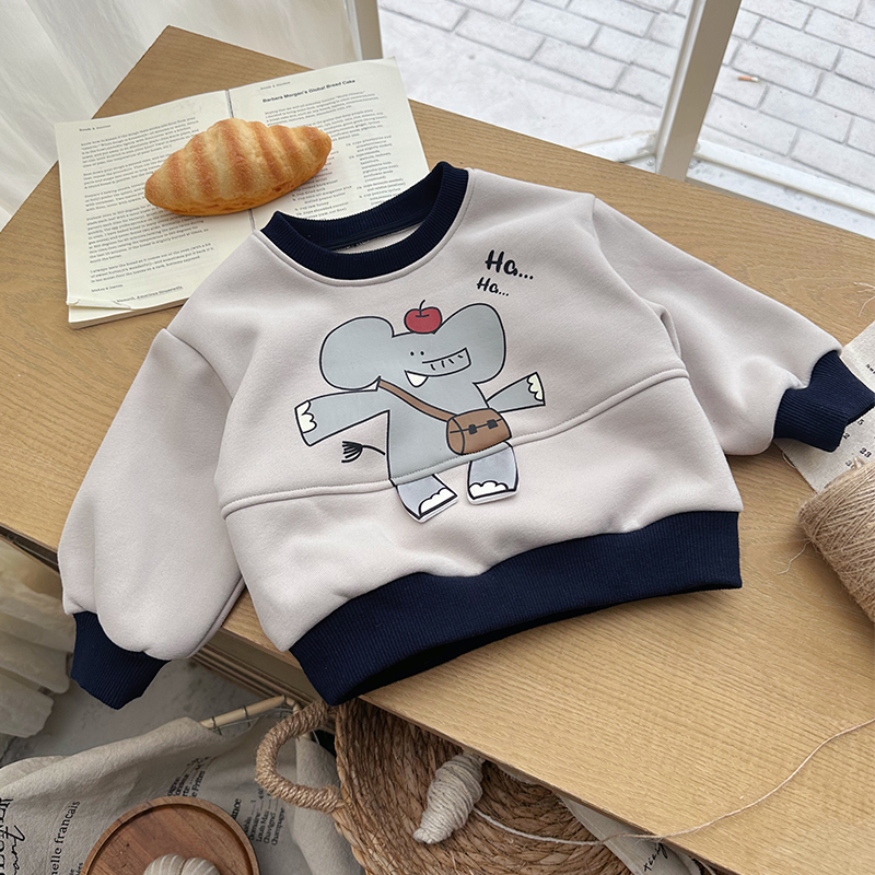 【断码清仓】QY255500橘止皮25秋冬新品男小童一体奥利绒套头卫衣