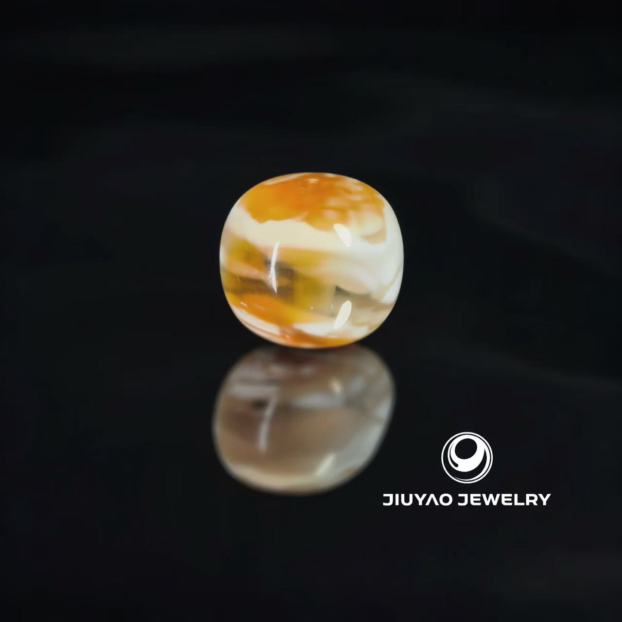 （11.5mm）11.5毫米橘金白虎皮纹蛋花汤老型 一物一拍 天然琥珀蜜蜡