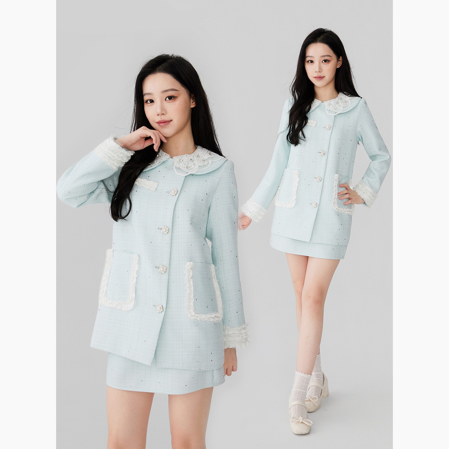 D-GIRLHOOD【人鱼之泪】小香风轻奢秋款显瘦法式小众短裙套装气质