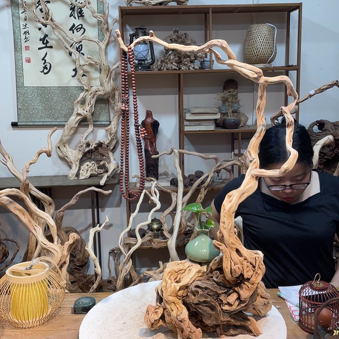 香杉木杜鹃根根艺摆件