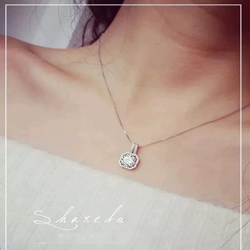 吊坠925银 许昌正品同款【小方糖吊坠】带小票带证书1ct含链