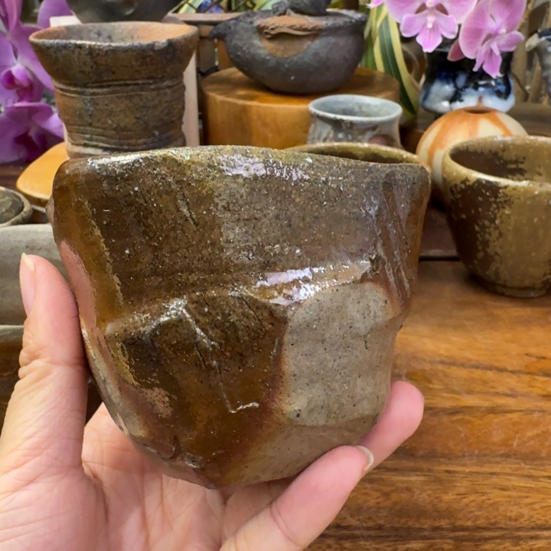 榴***吖末石泰节备前烧方口杯福利一口价
