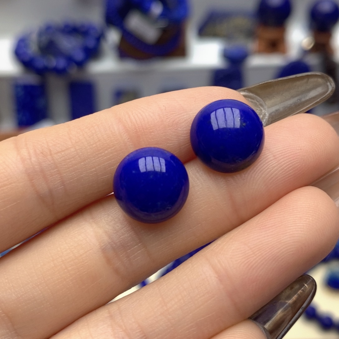 青金石未镶嵌耳饰12mm