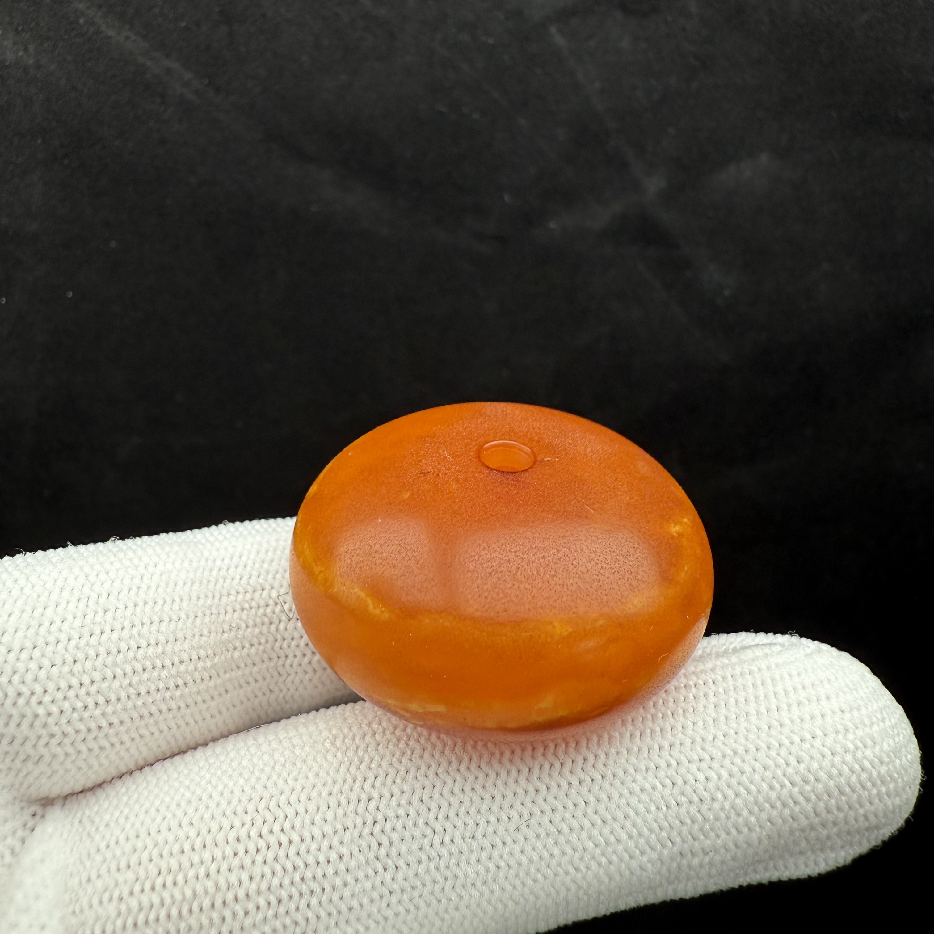 F2336天然原矿蜜蜡老蜡墩子35*18.5mm支持复检