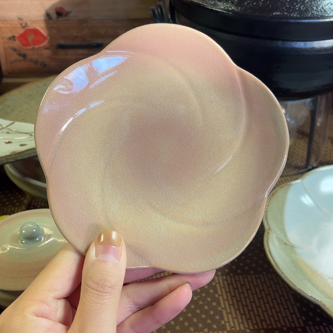 瓷片萩烧花瓣形小盘子6