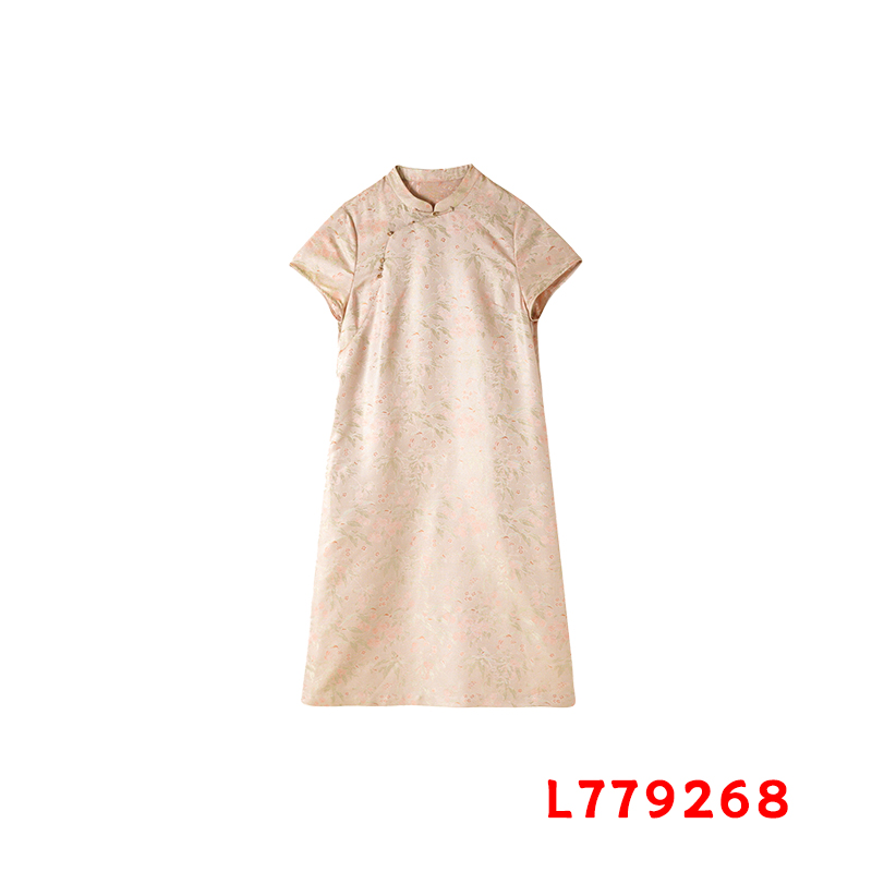 【桑蚕丝大W】十样锦橘色荔枝纹螺钿绞罗  粉色 连衣裙  779268