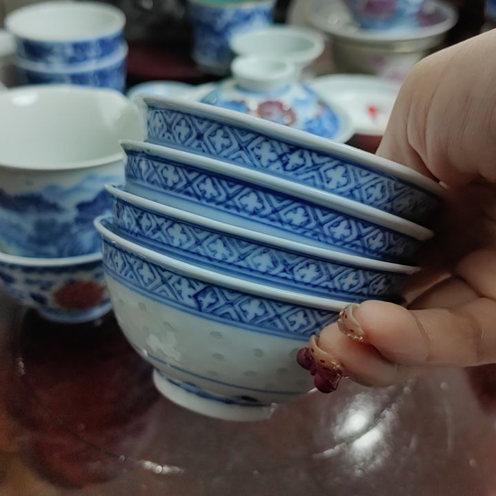 瓷片手绘青花手工玲珑