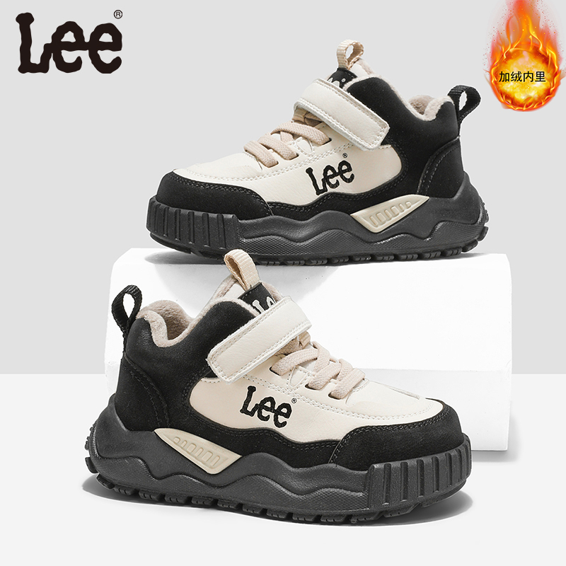 Leekids冬季男童女童防滑加绒加厚保暖休闲运动鞋