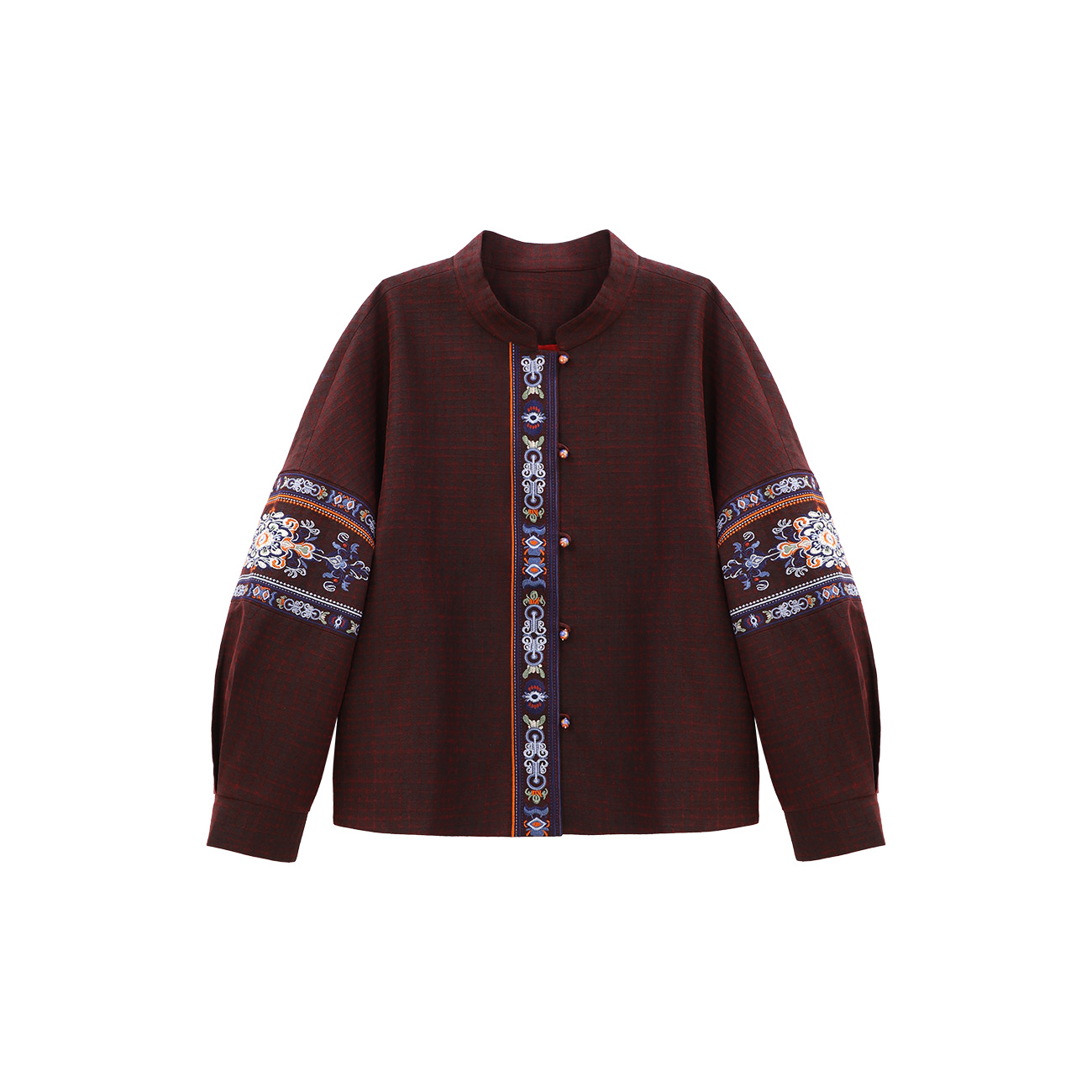 【北鱼专属】小空格黑红柞蚕丝绣花外套  1073256