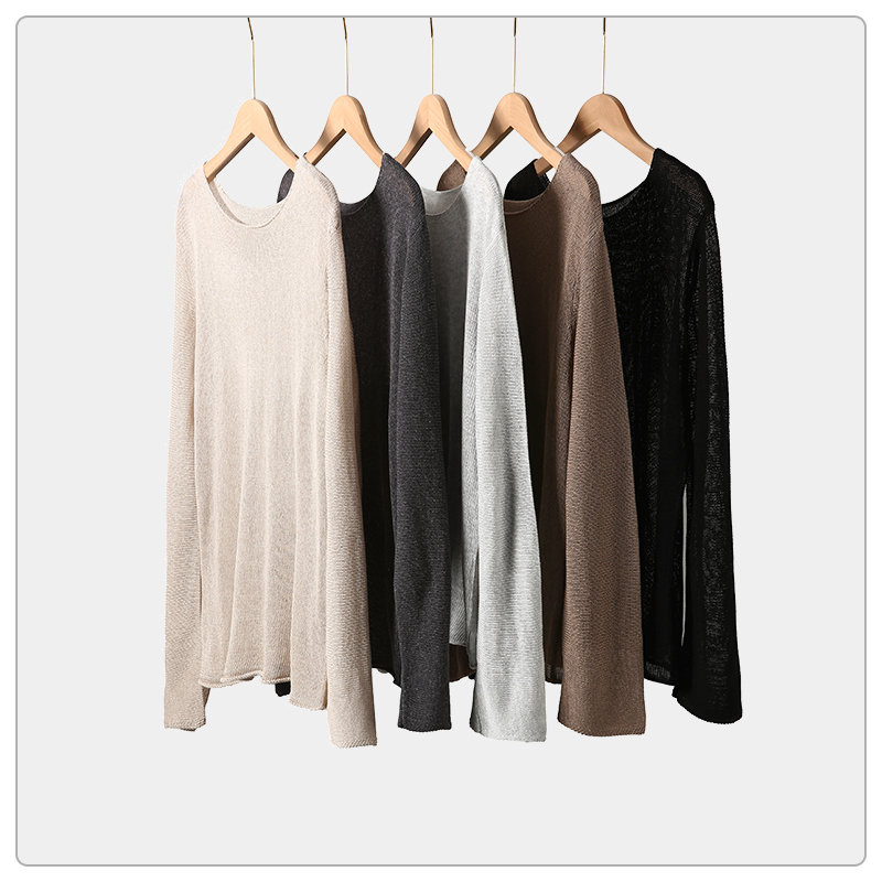 轻奢简约纯色圆领长袖套头针织衫--SSS8077