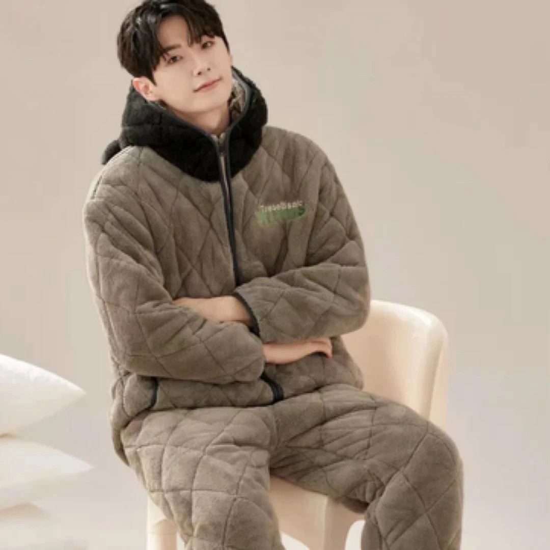 S6602款情侣男士加厚三层外穿家居服