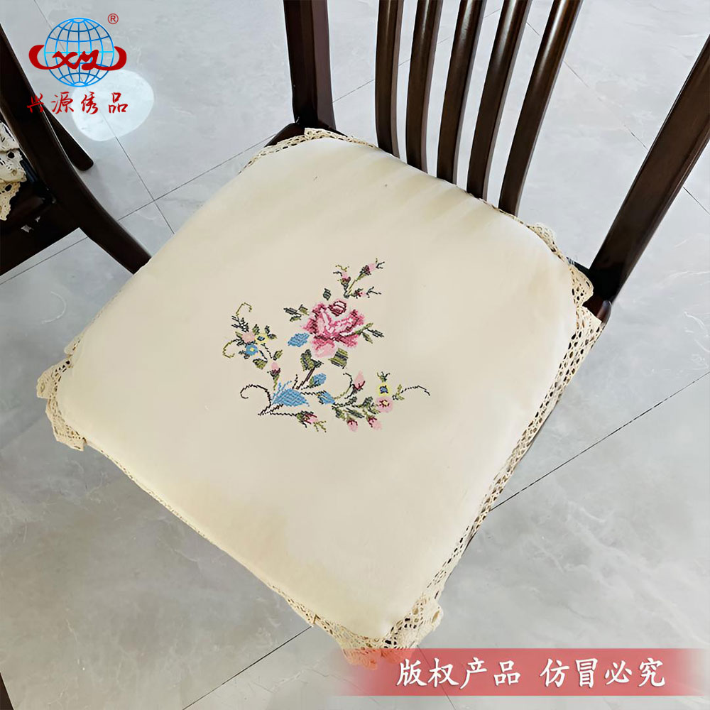 2403-21【44*44cm】十字绣椅垫夹棉防滑多场景多用途米色复古椅垫
