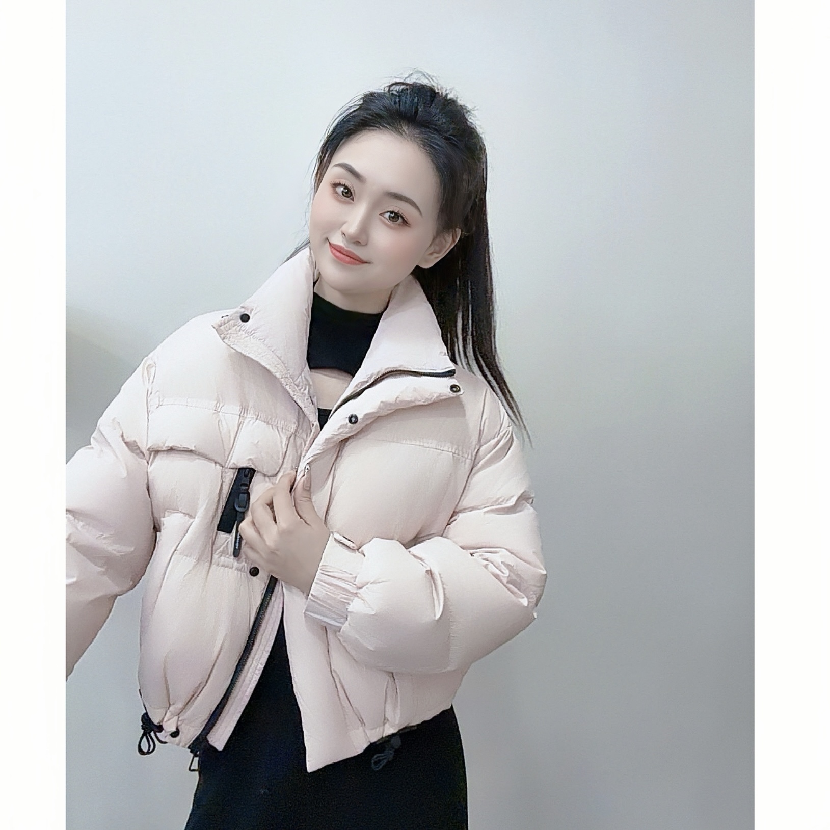 反季25新款女短款韩版独特设计小个子休闲时尚加厚白鸭绒羽绒服