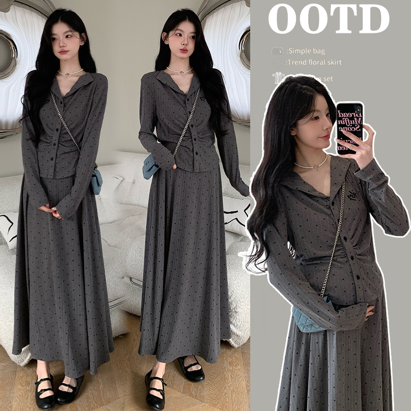 【KIKI严选】孕妇装春季套装新款波点孕妇上衣孕妇半身裙穿搭套装