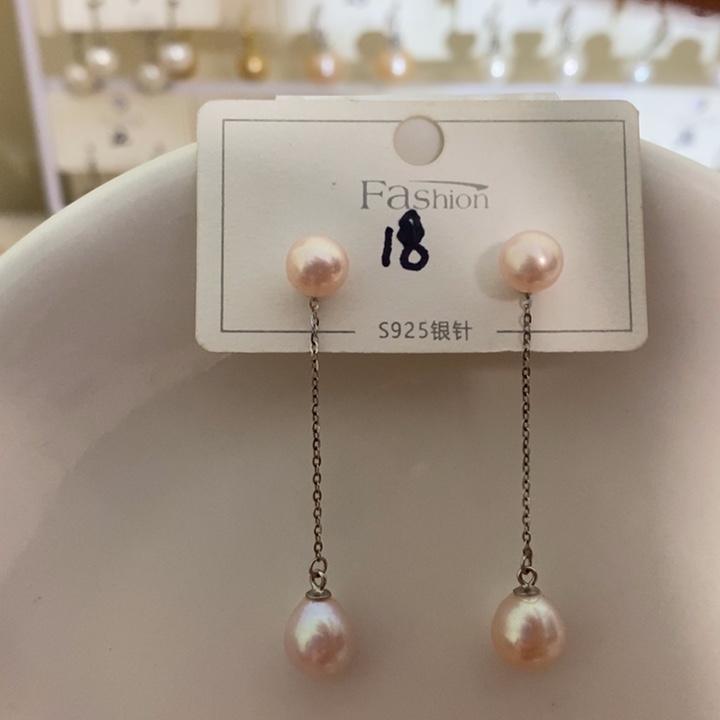 银S925镶嵌耳饰淡水珍珠