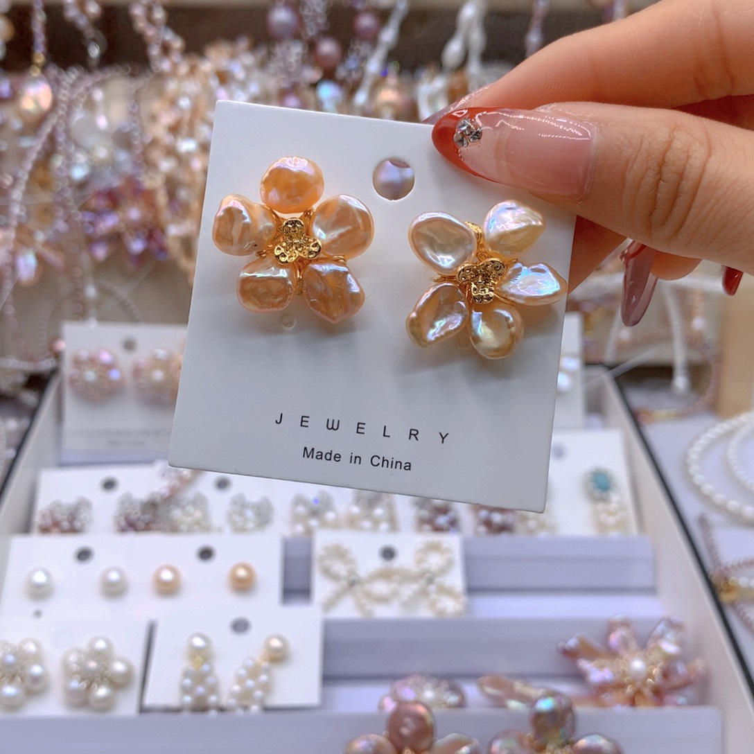 淡水珍珠耳饰银S925镶嵌