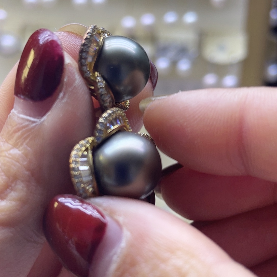 海水珍珠耳饰银S925镶嵌