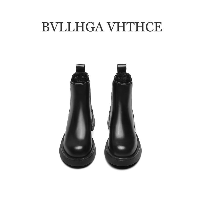 BV【芯片】秋冬款切尔西靴厚底圆头黑色百搭中筒靴女休闲专属112
