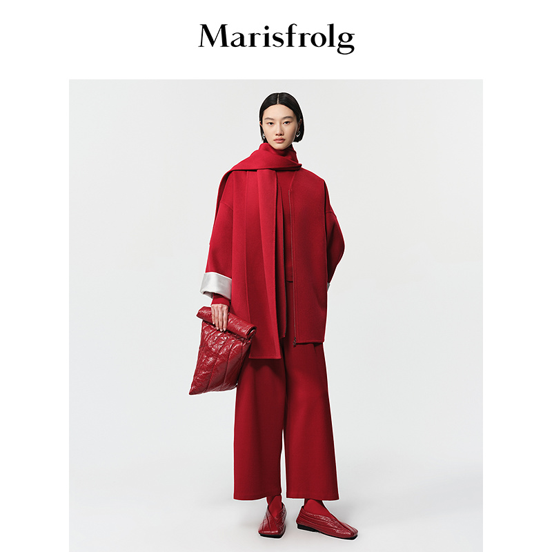 Marisfrolg玛丝菲尔25新纯色显白时髦气质经典毛呢外套A1FZ4615D