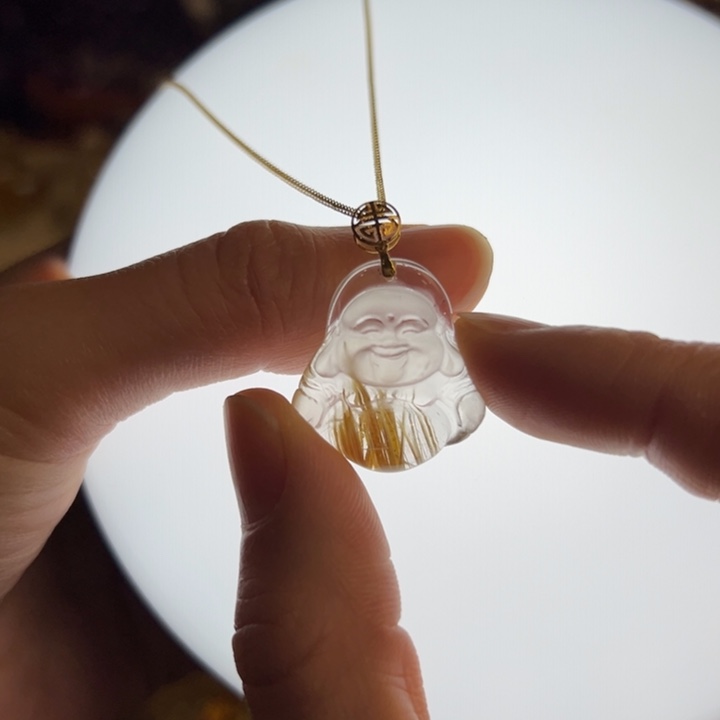 水晶吊坠(赠链)18K金镶嵌