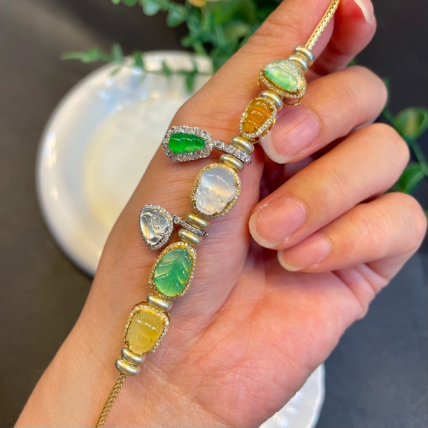 天然A货翡翠高冰种佛公豆子貔貅叶子路路通小滴溜吊坠精致轻奢款