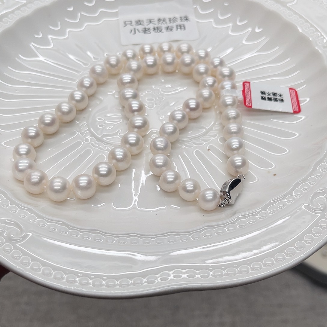淡水珍珠项链银S925镶嵌9mm