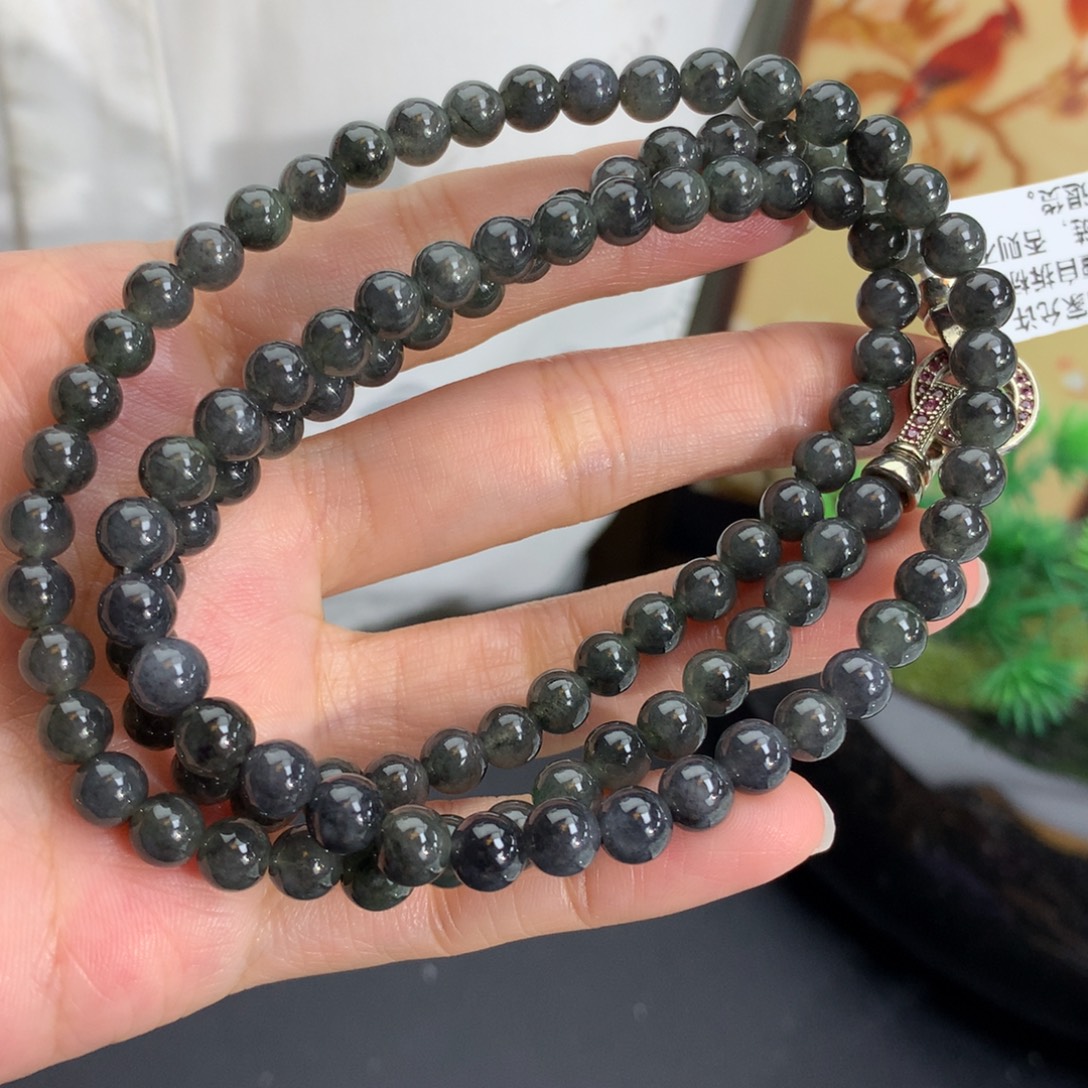 翡翠未镶嵌手串卡6胶润乌鸡项链