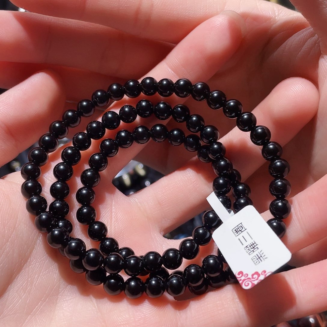 黑曜岩手串未镶嵌壞*头