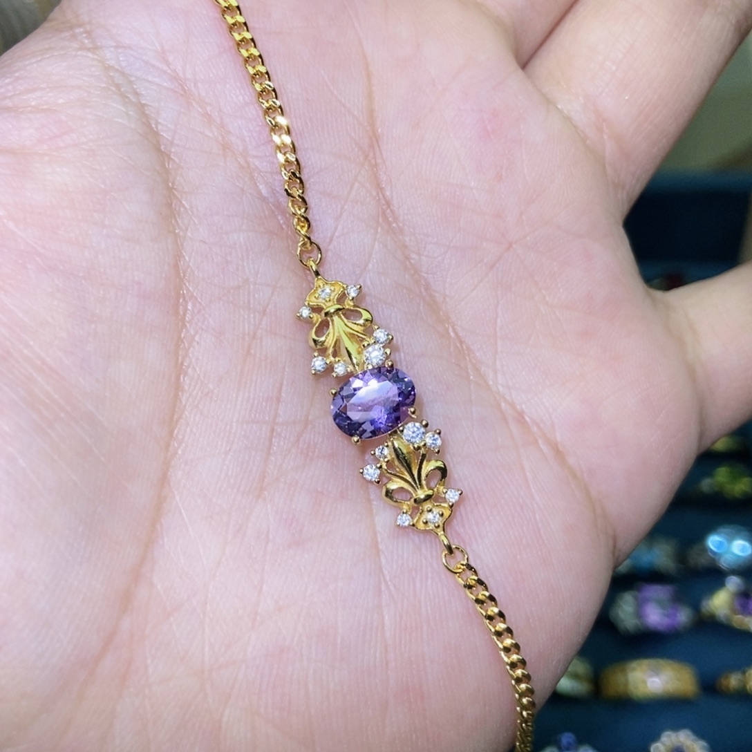 手链紫晶银S925镶嵌