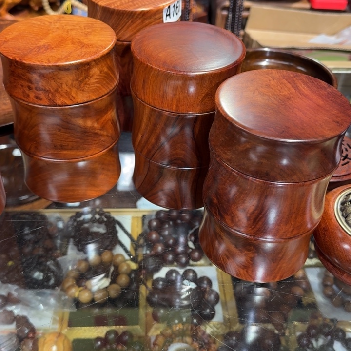 大果紫檀（缅甸花梨）花梨木竹节茶叶罐10.-15