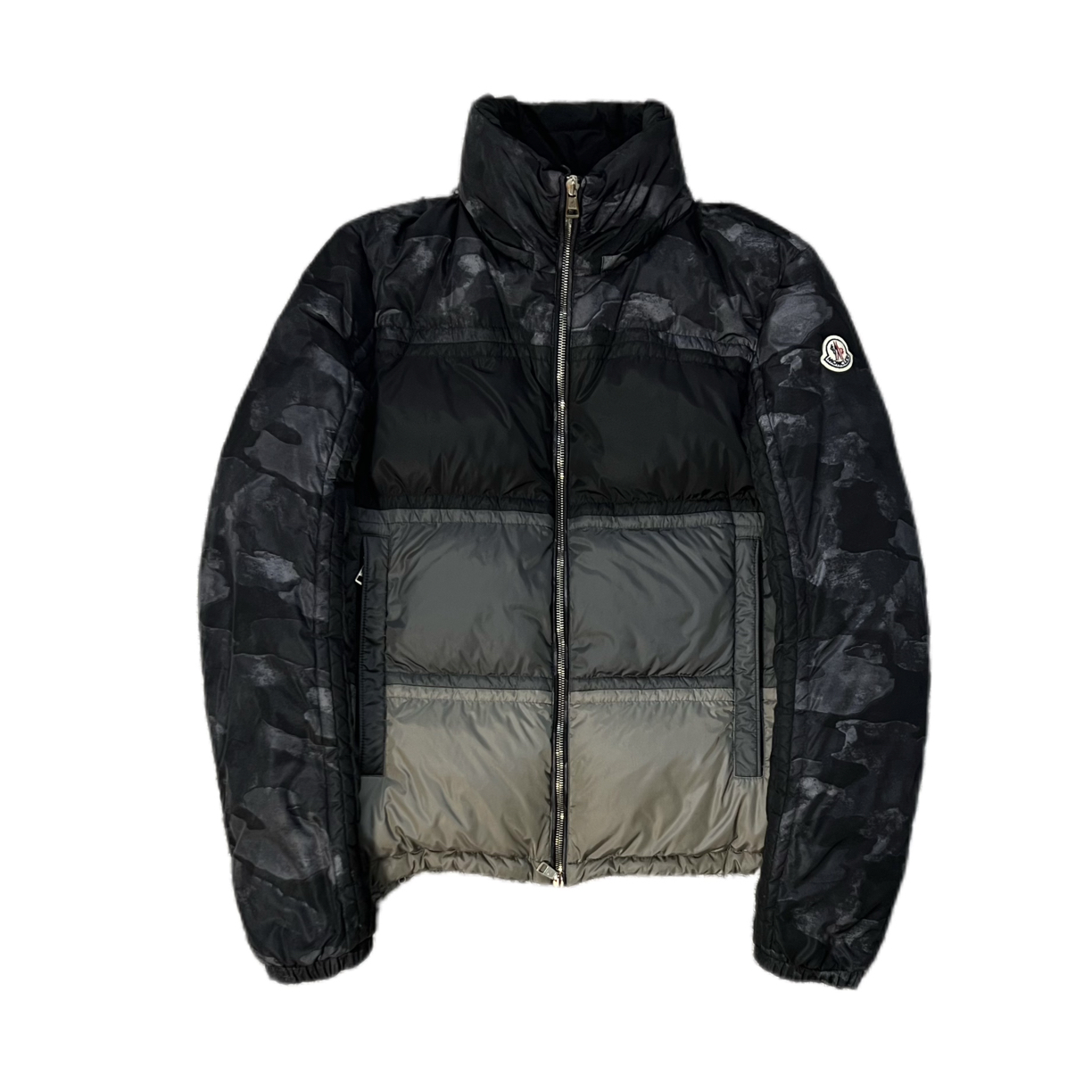 99新 MONCLER 拼色刺绣logo立领羽绒服2码