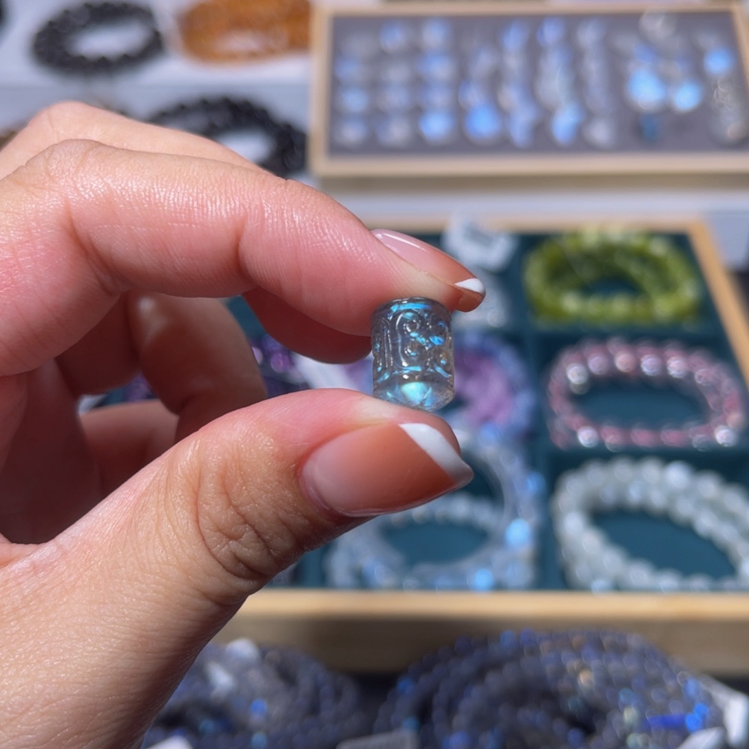 拉长石手链未镶嵌拉长石回纹珠