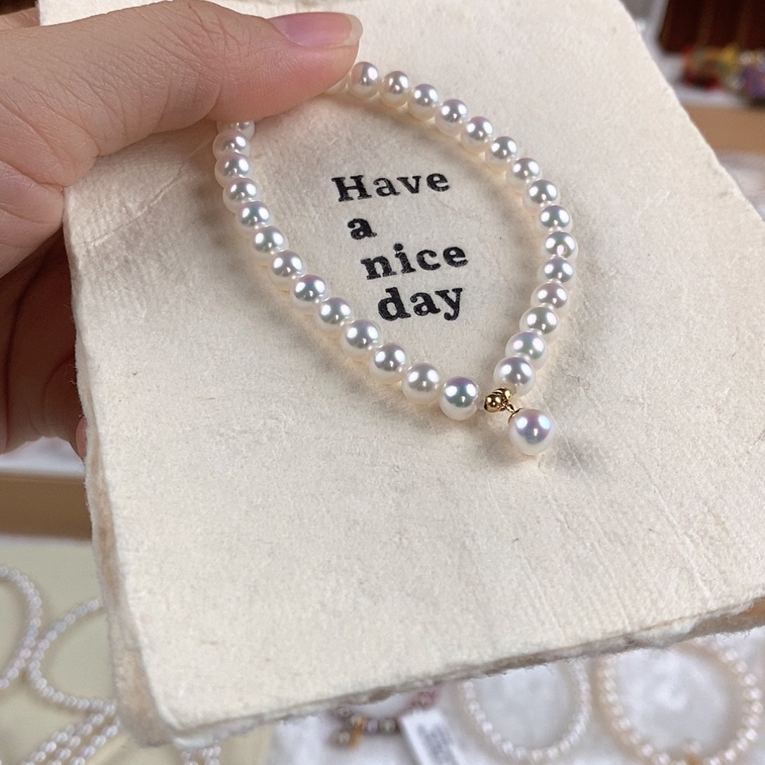 淡水珍珠18K金镶嵌手绳