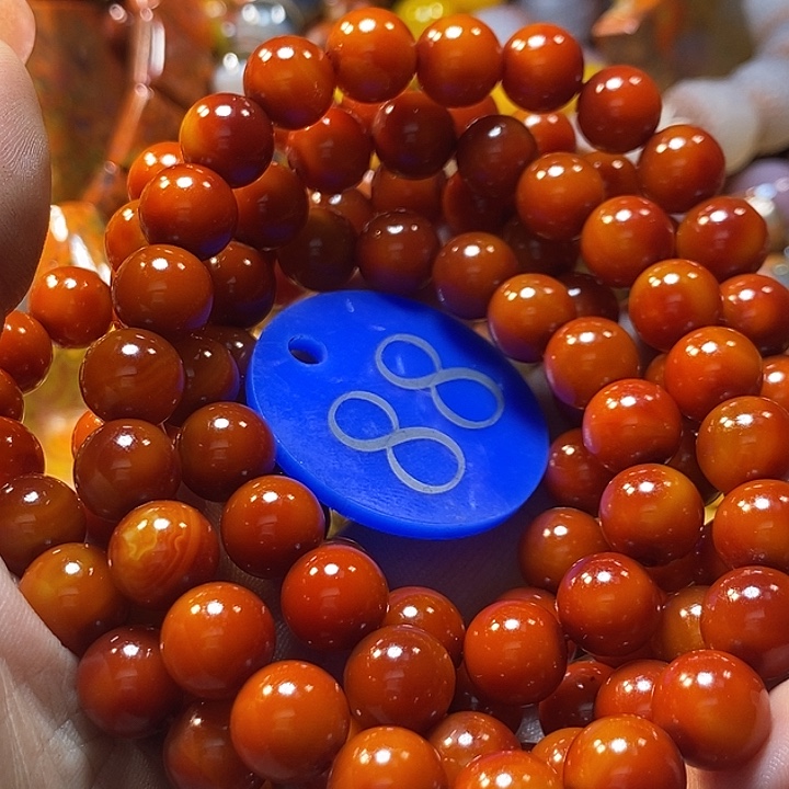 红***滚玛瑙/玉髓未镶嵌手链