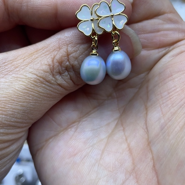 淡水珍珠耳饰银S925镶嵌