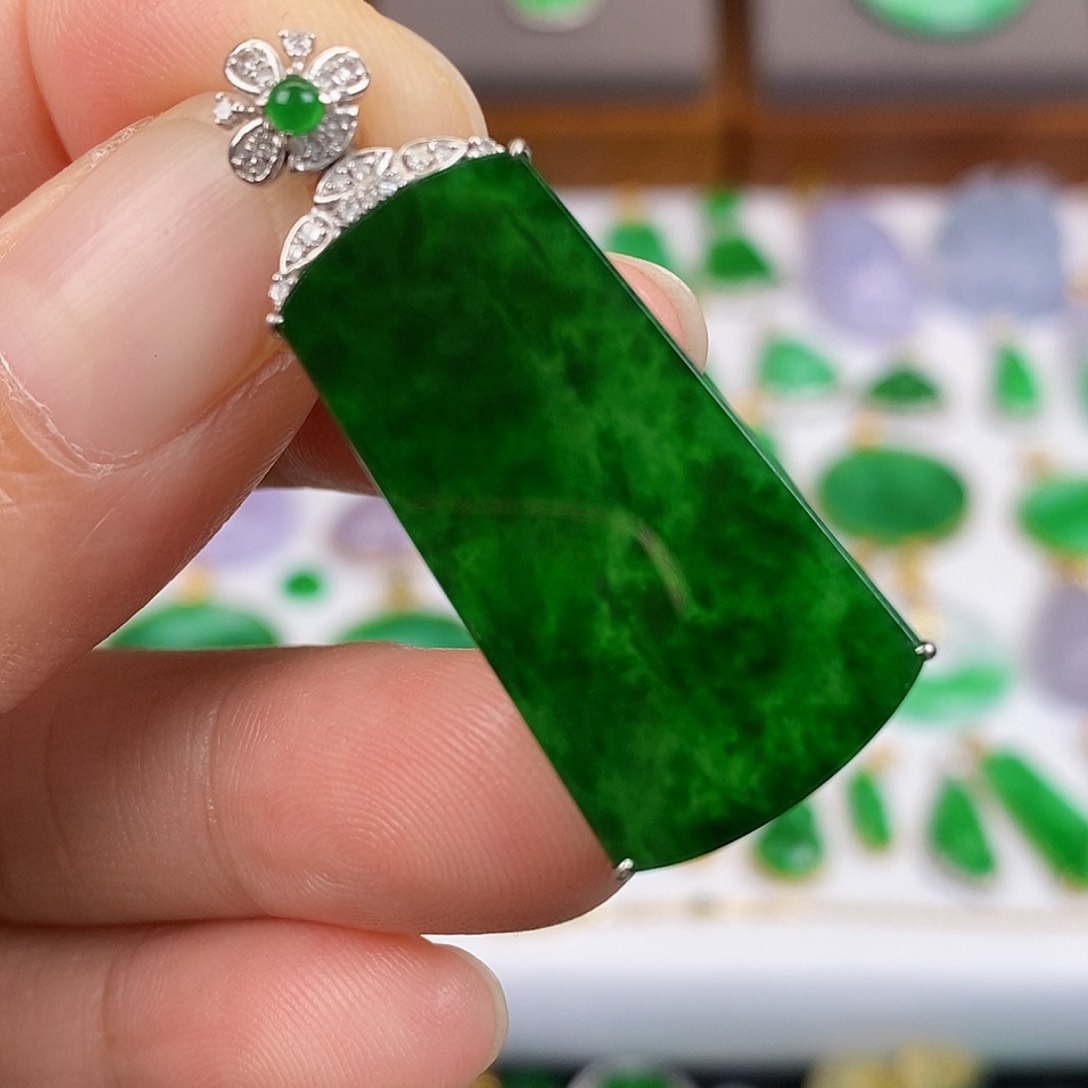 吊坠(不含链)18K金镶嵌翡翠@****）