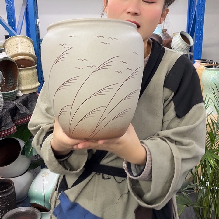 19×24 -粗陶花盆有孔-买买买