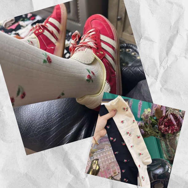 春夏薄款甜美小花复古竖条纹小腿袜堆堆袜