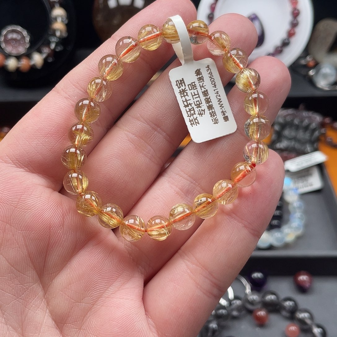 水晶钛晶手链7.5mm左右未镶嵌王*