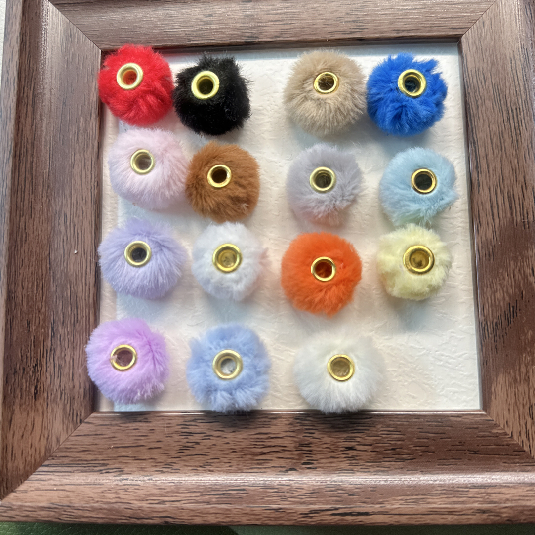 彩色通孔毛球散珠隔珠手机包包串珠材料diy配件