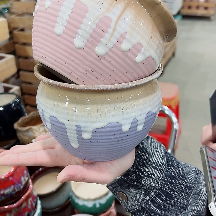 有孔.凑满10元发货多肉陶瓷花盆！