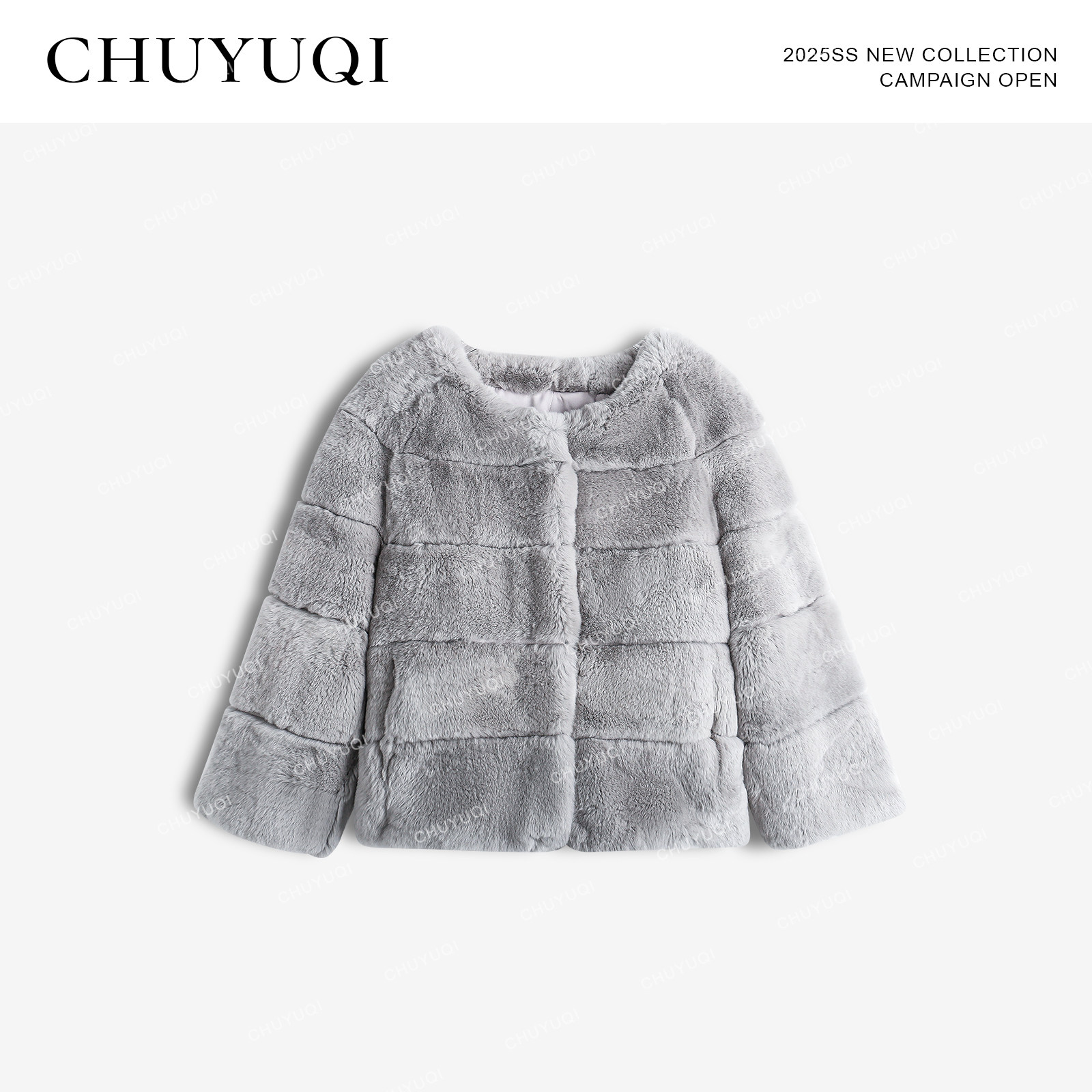 CHUYUQI 罗曼蒂克妮 轻奢贵气獭兔毛皮草新贵圆领保暖毛毛短外套