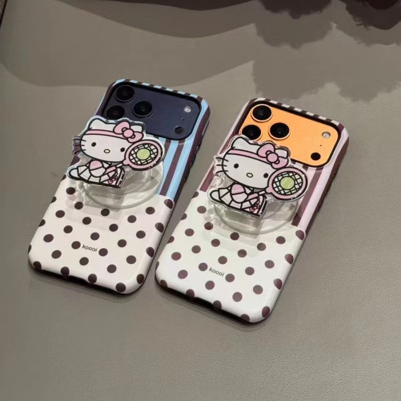 拼接波点条纹猫咪磁吸适用于iPhone17promax手机壳16少女15可爱14