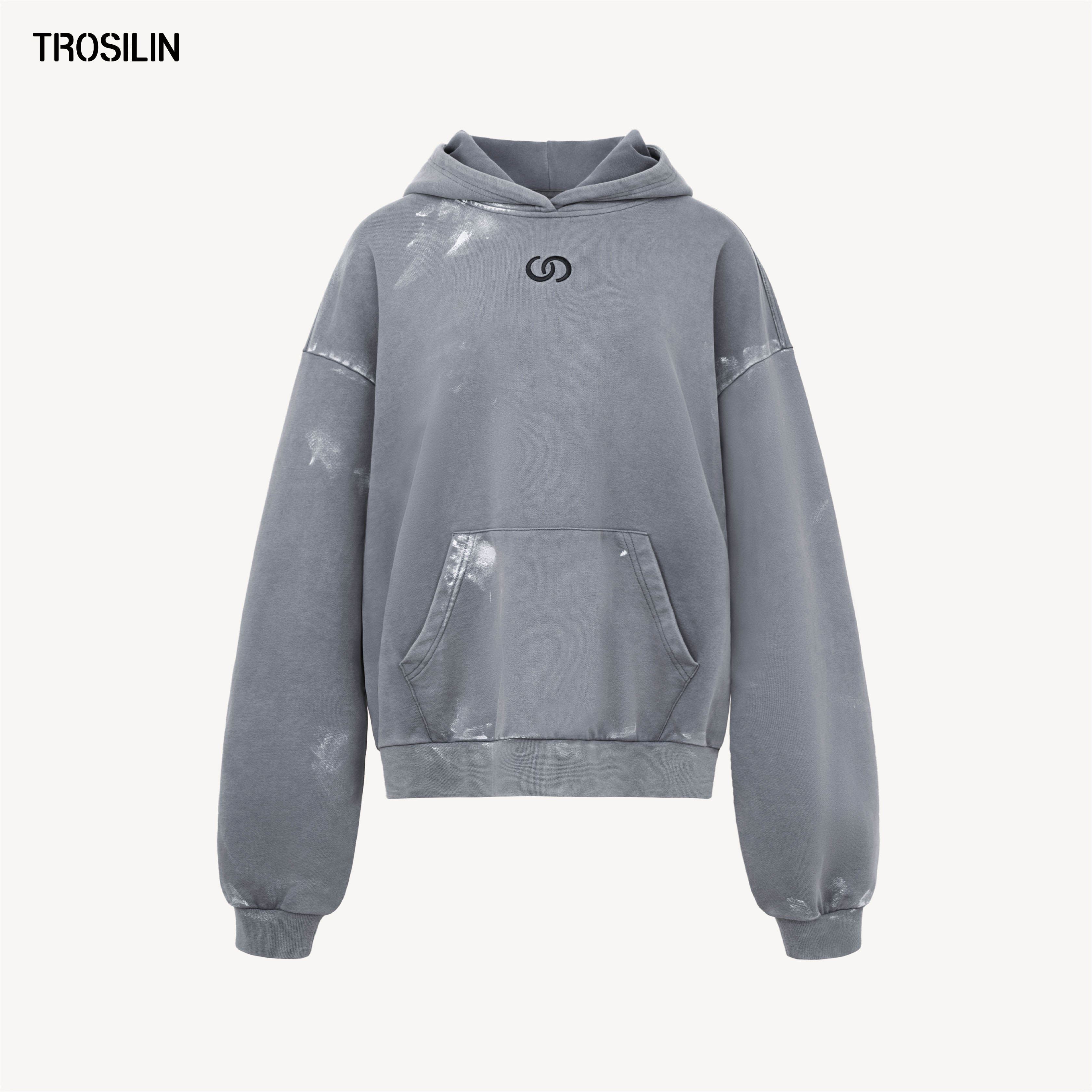 TROSILIN25秋冬 泥染做旧连帽卫衣休闲宽松百搭显瘦H2510SS52GY